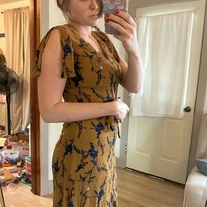 Maurices Asymmetrical Dress in Mustard and Navy